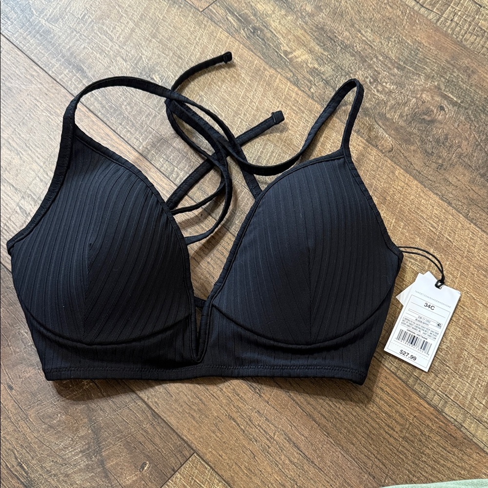Shade & Shore Black Strappy Bikini Top